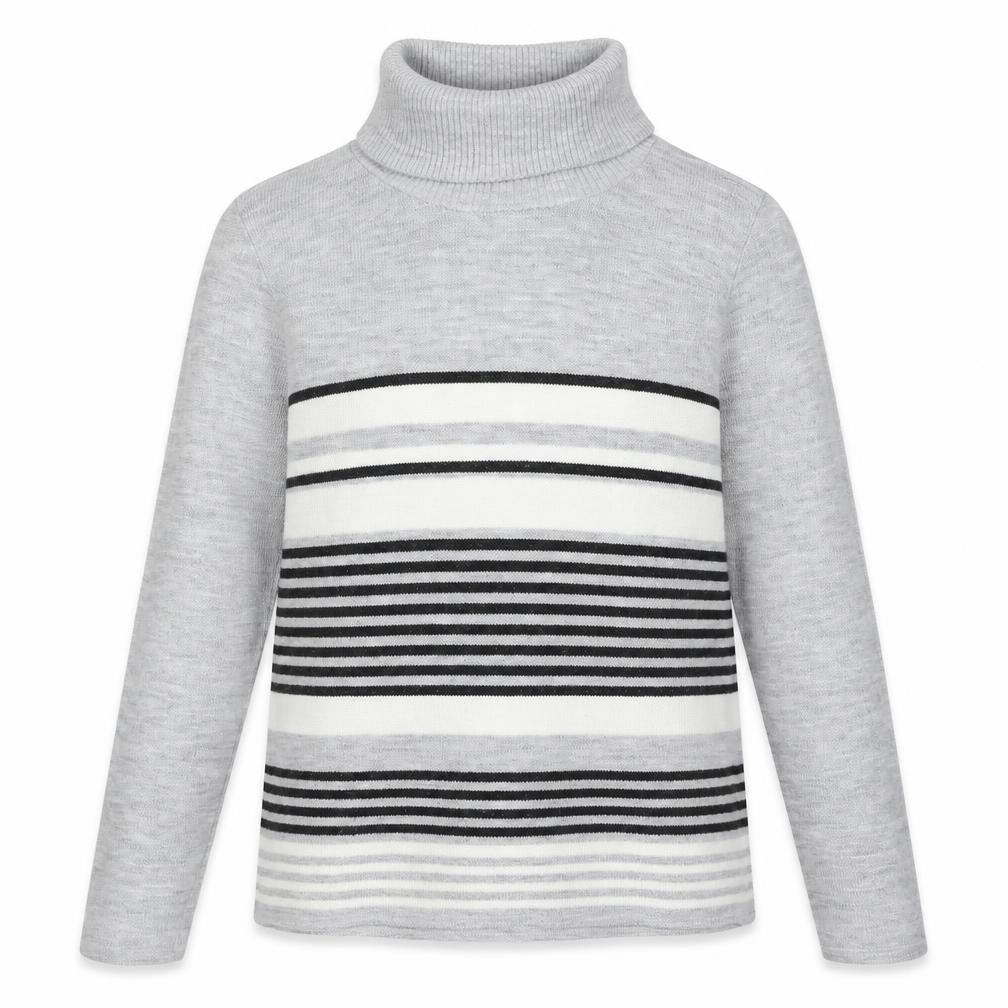 Vida Vi Womens Grey Roll Neck Striped Acrylic Pullover Jumper Size S