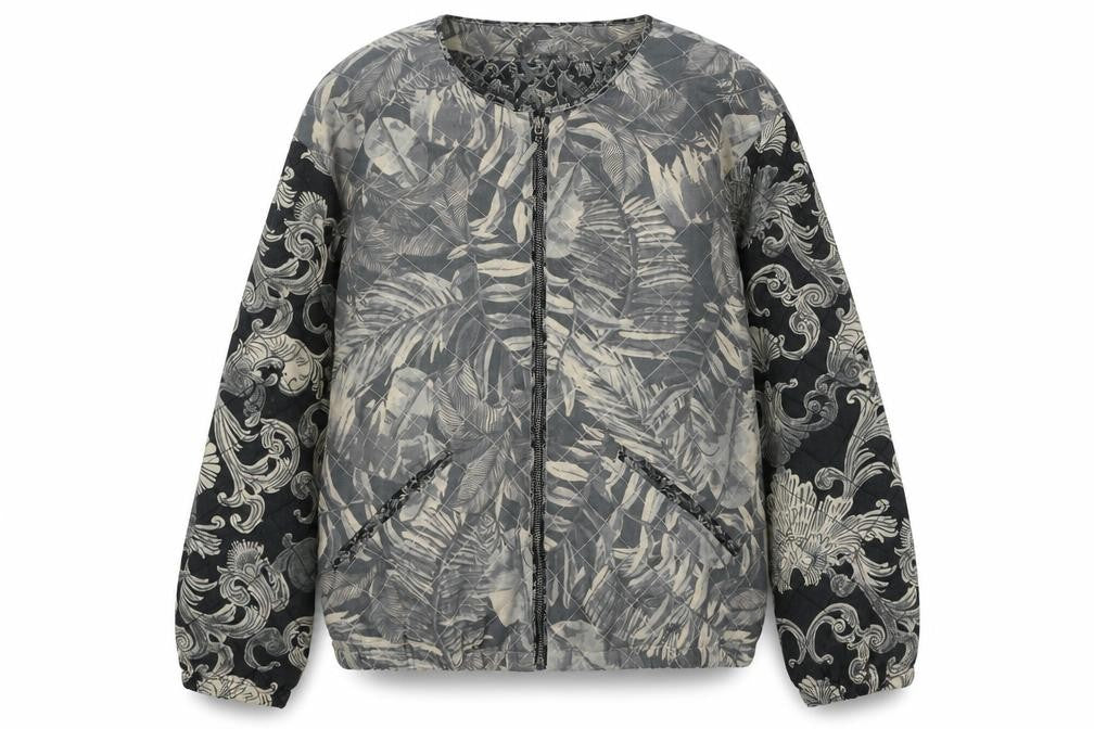H&M Womens Beige Geometric Jacket Size 12 Zip