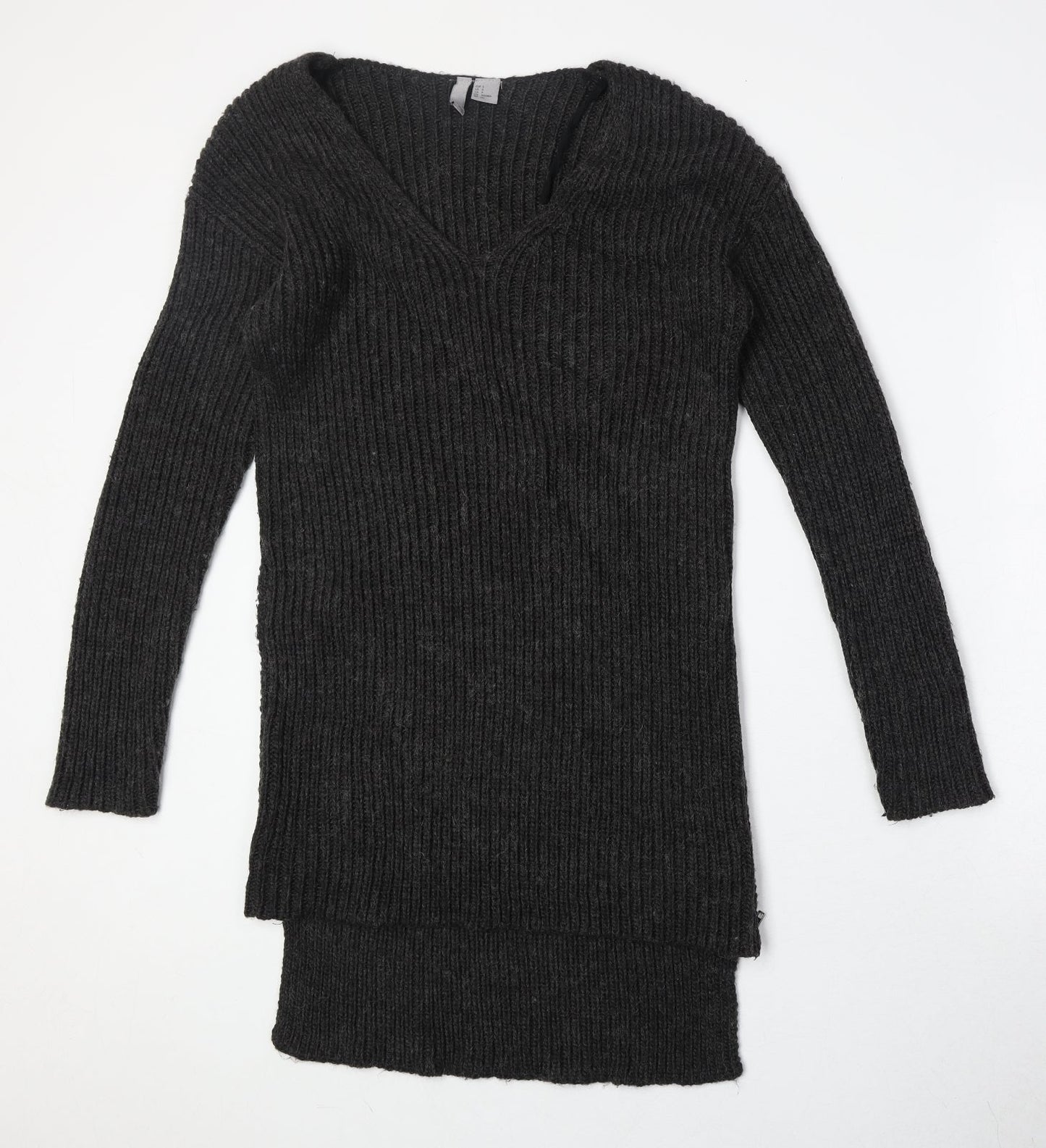 Divided by H&M Womens Green V-Neck Acrylic Pullover Jumper Size S
