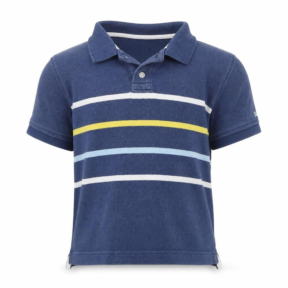 Gap Boys Blue Striped 100% Cotton Pullover Polo Size 4 Years Collared Button