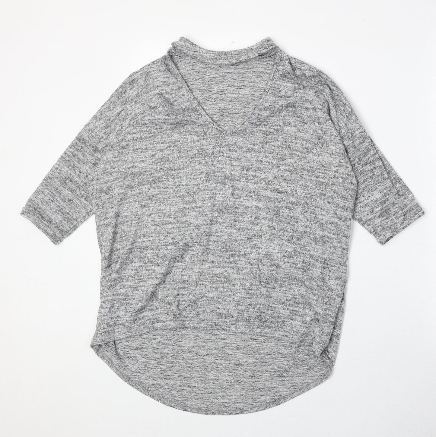 New Look Womens Grey Round Neck Polyester Pullover Jumper Size S - Keyhole Neck
