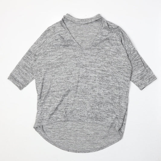 New Look Womens Grey Round Neck Polyester Pullover Jumper Size S - Keyhole Neck