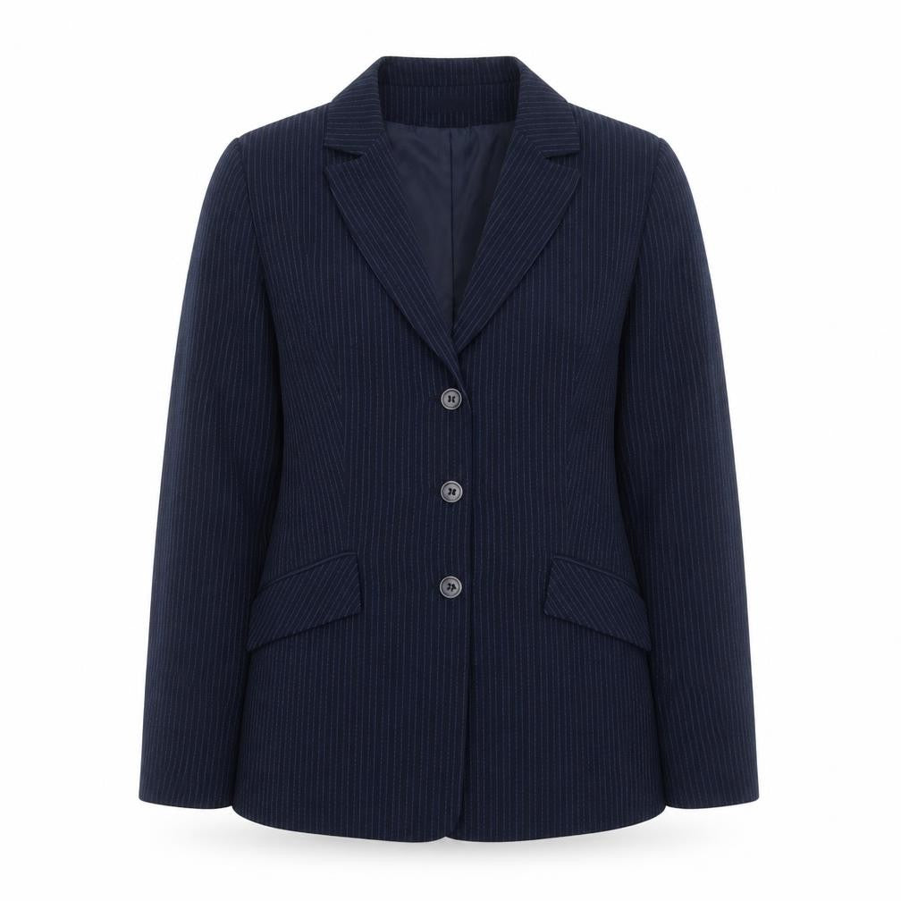 OPUS Womens Blue Striped Polyester Jacket Suit Jacket Size 14