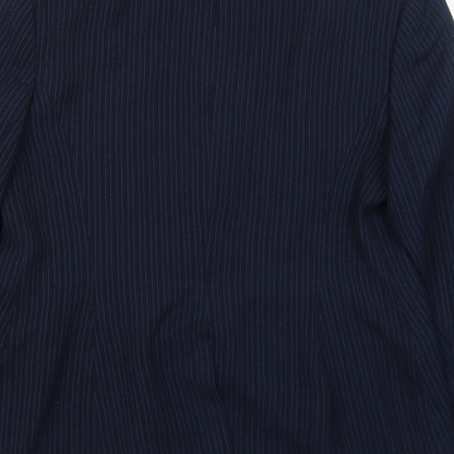 OPUS Womens Blue Striped Polyester Jacket Suit Jacket Size 14