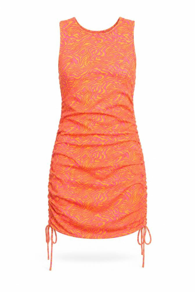 Motel Rocks Womens Orange Geometric Cotton Tank Dress Size S Round Neck Pullover