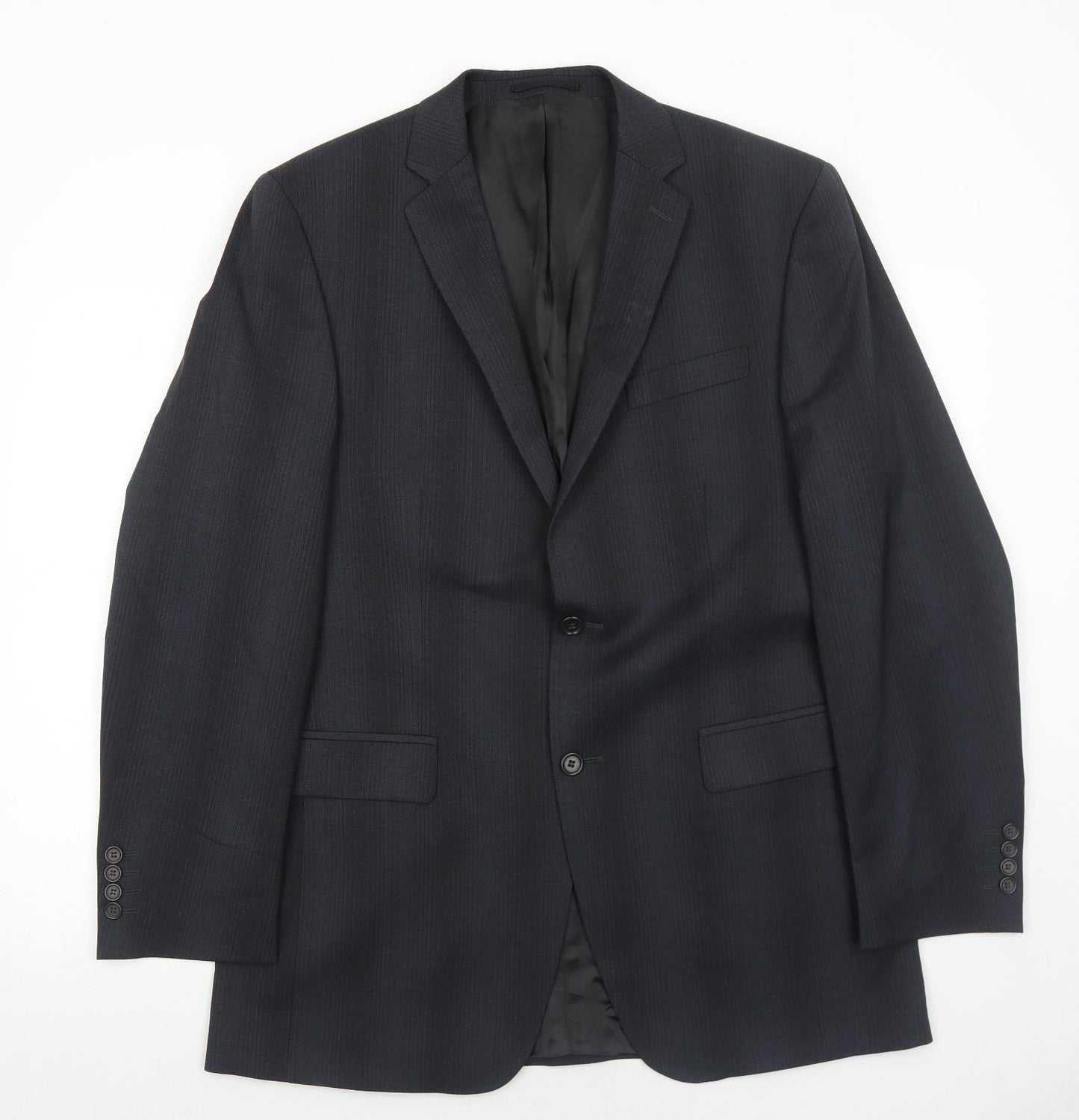 Linea Mens Grey Striped Wool Jacket Suit Jacket Size 40 Regular