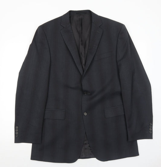 Linea Mens Grey Striped Wool Jacket Suit Jacket Size 40 Regular
