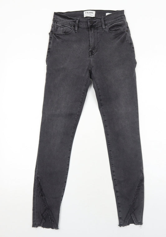FRAME Womens Grey Cotton Skinny Jeans Size 6 Regular Zip