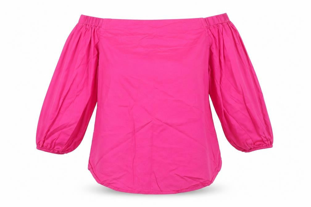 New Look Womens Pink Cotton Basic Blouse Size 10 Off the Shoulder