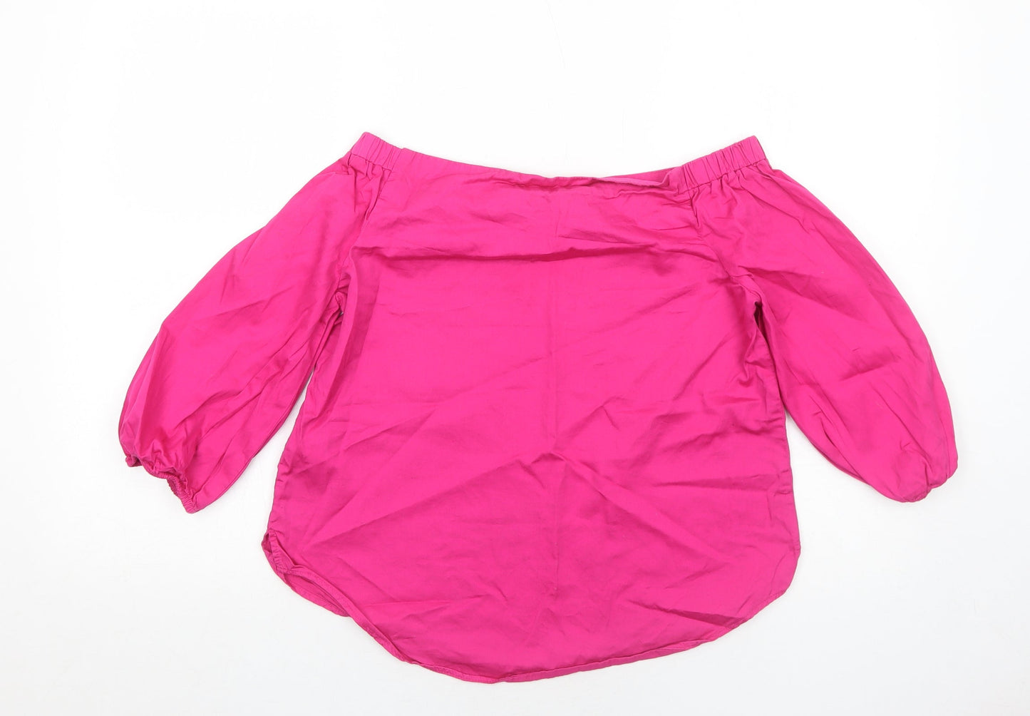 New Look Womens Pink Cotton Basic Blouse Size 10 Off the Shoulder