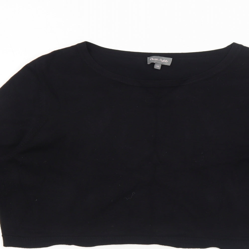 Phase Eight Womens Black Round Neck Viscose Pullover Jumper Size 14