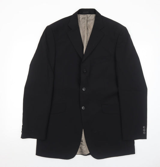 Marks and Spencer Mens Black Polyester Jacket Suit Jacket Size 40 Regular