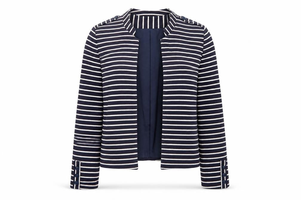 Promod Womens Blue Striped Jacket Blazer Size 12
