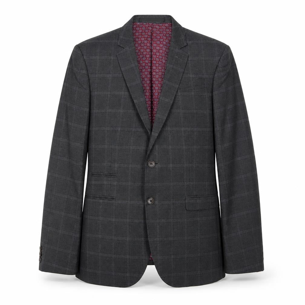 Marks & Spencer Mens Grey Geometric Polyester Jacket Suit Jacket Size 40 Regular