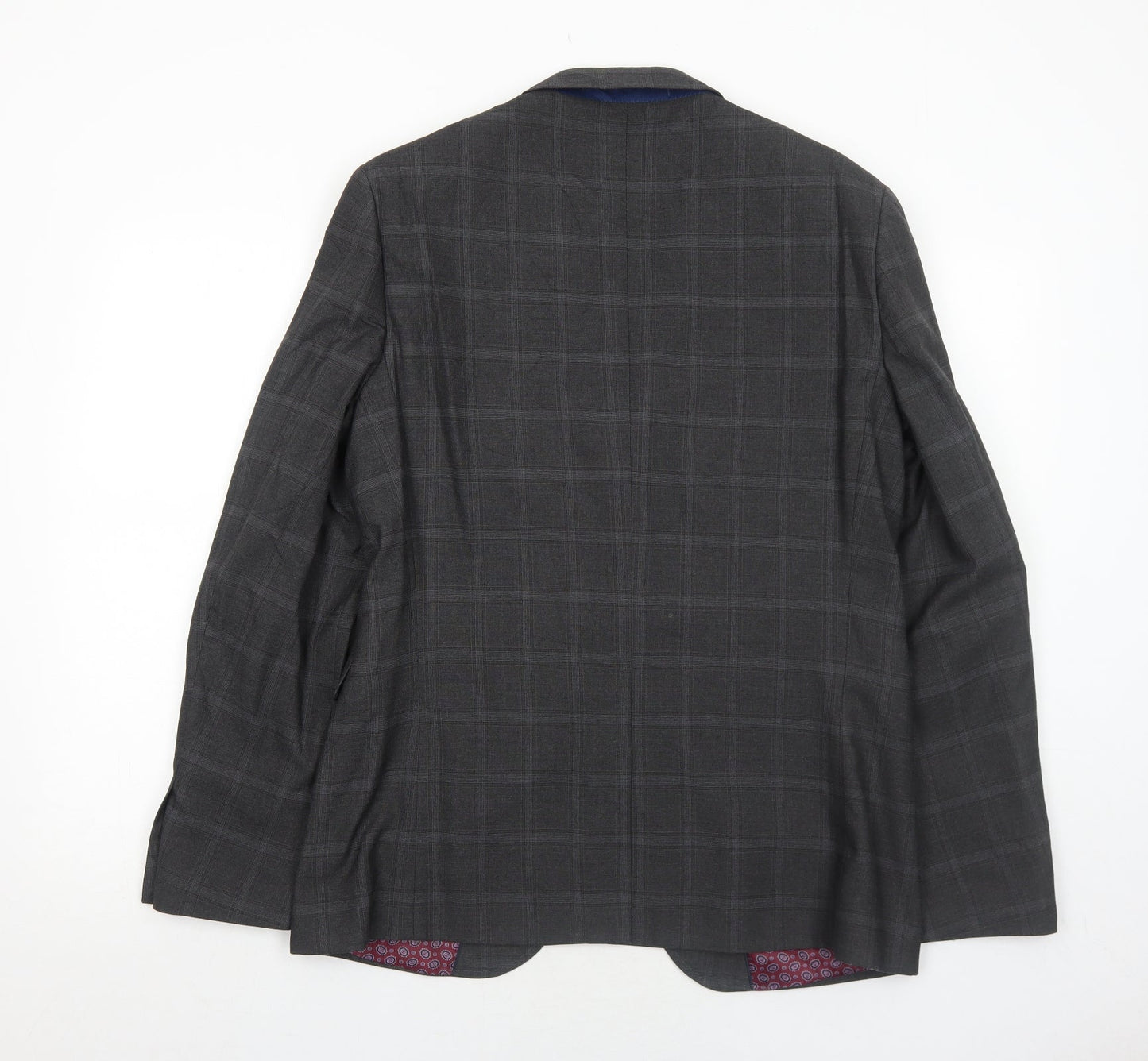 Marks and Spencer Mens Grey Geometric Polyester Jacket Suit Jacket Size 40 Regular