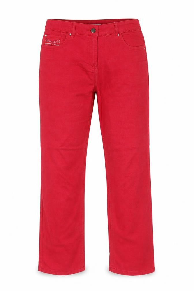 Simply Stock Shop Womens Red Cotton Straight Jeans Size 12 Regular Zip