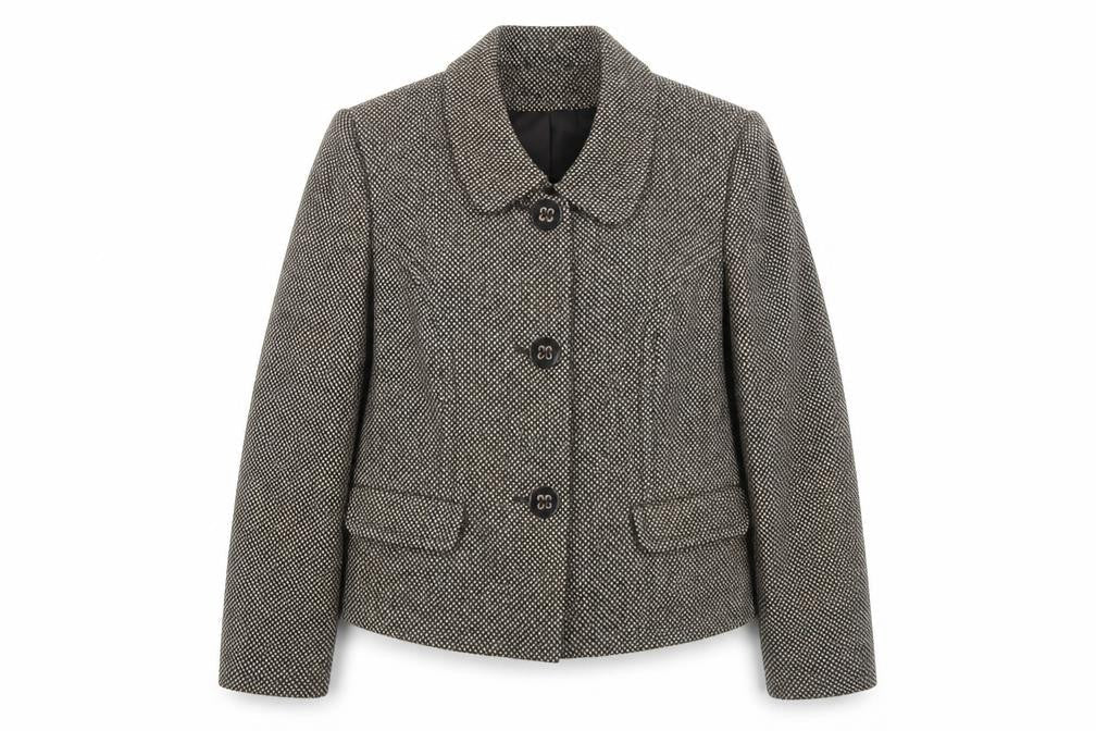 Alex&Co Womens Brown Geometric Jacket Blazer Size 14 Button