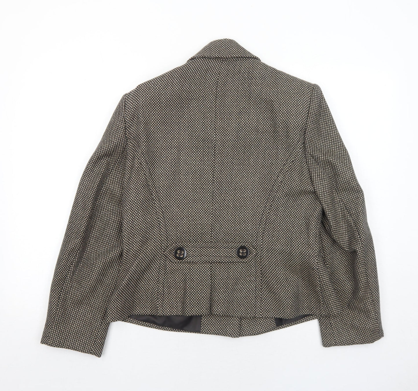 Alex&Co Womens Brown Geometric Jacket Blazer Size 14 Button