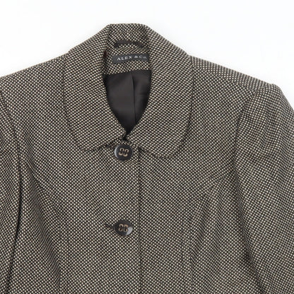 Alex&Co Womens Brown Geometric Jacket Blazer Size 14 Button