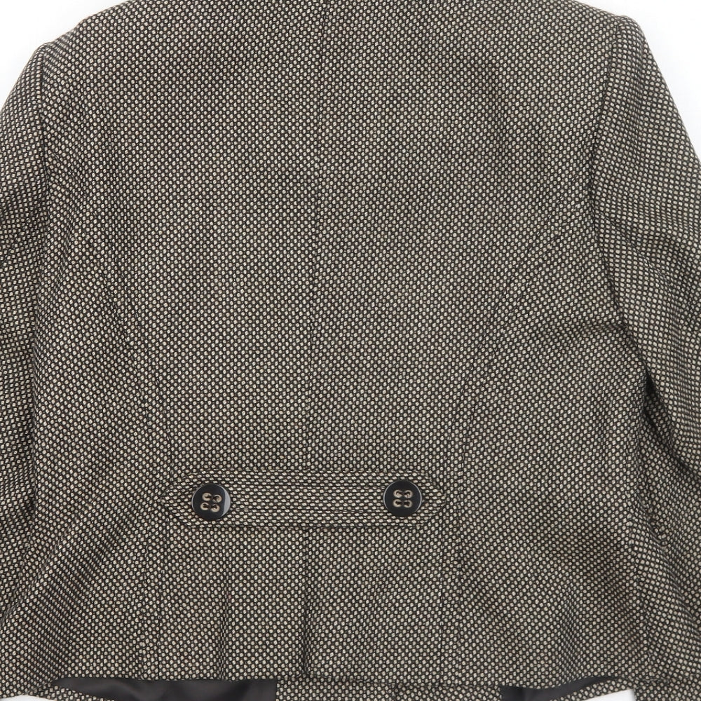 Alex&Co Womens Brown Geometric Jacket Blazer Size 14 Button