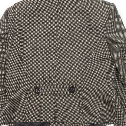 Alex&Co Womens Brown Geometric Jacket Blazer Size 14 Button