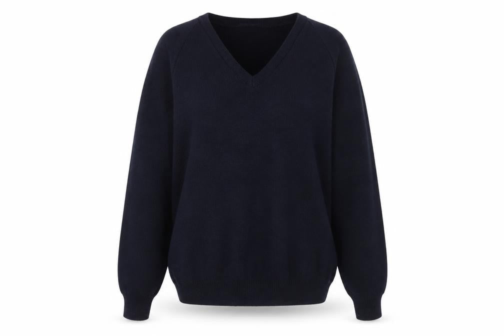 Glenalva Womens Blue V-Neck Acrylic Pullover Jumper Size 10
