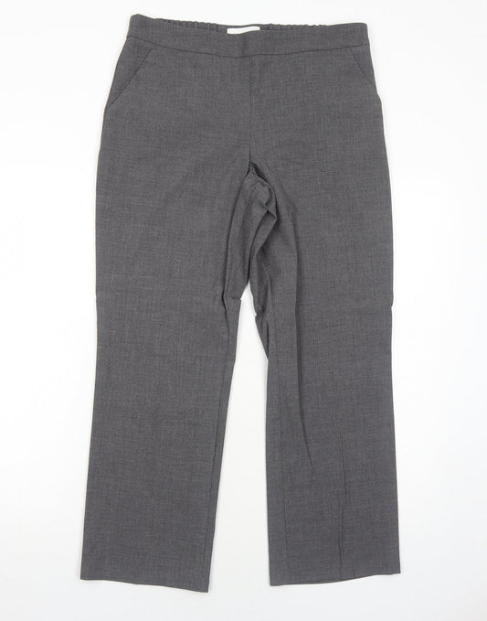 Marks and Spencer Womens Grey Polyester Trousers Size 12 Regular Zip