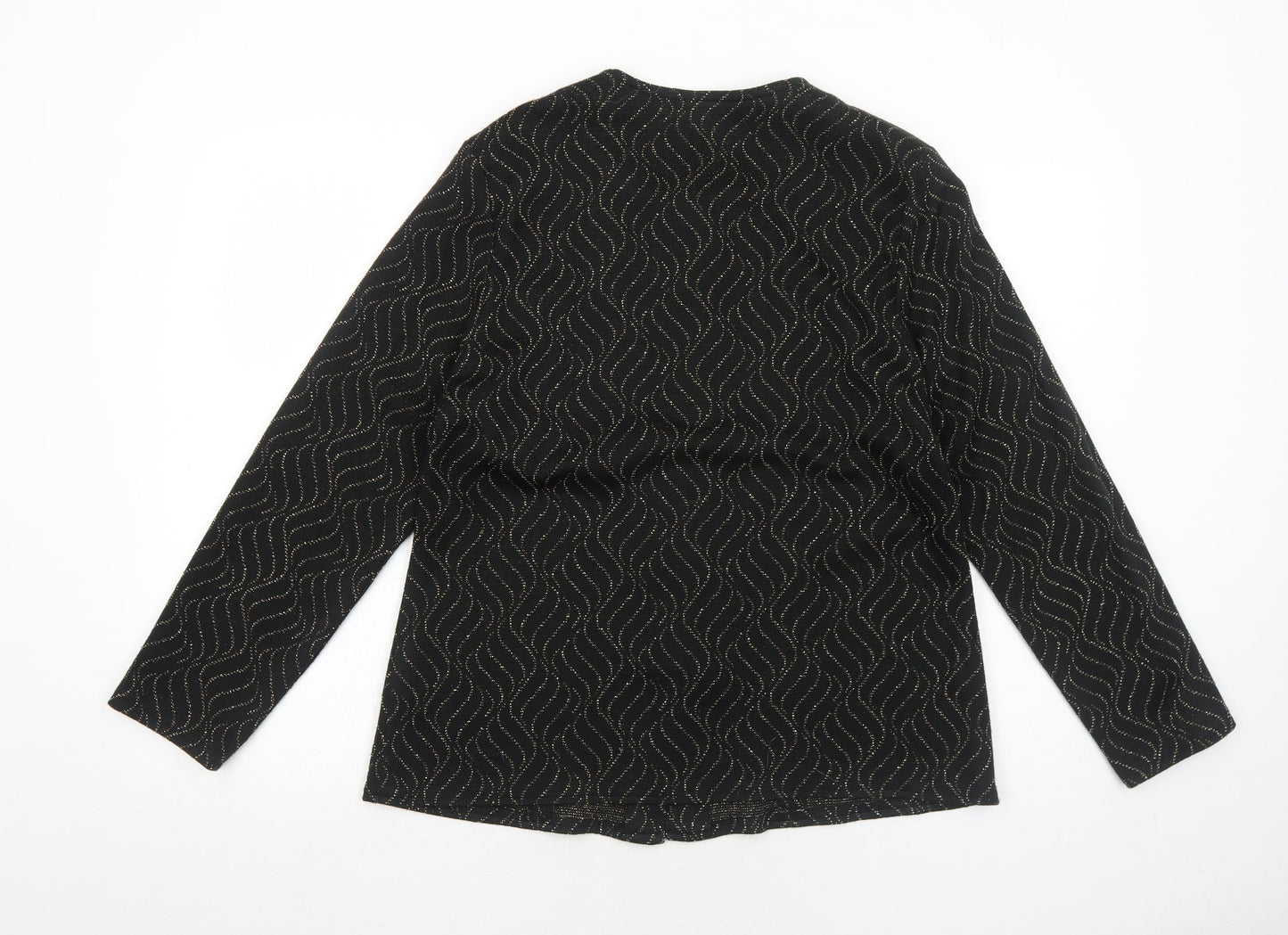 Bonmarché Womens Black Geometric Jacket Blazer Size 16 Button