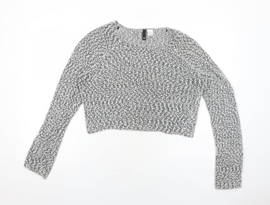 H&M Womens Black Round Neck Polyester Pullover Jumper Size M