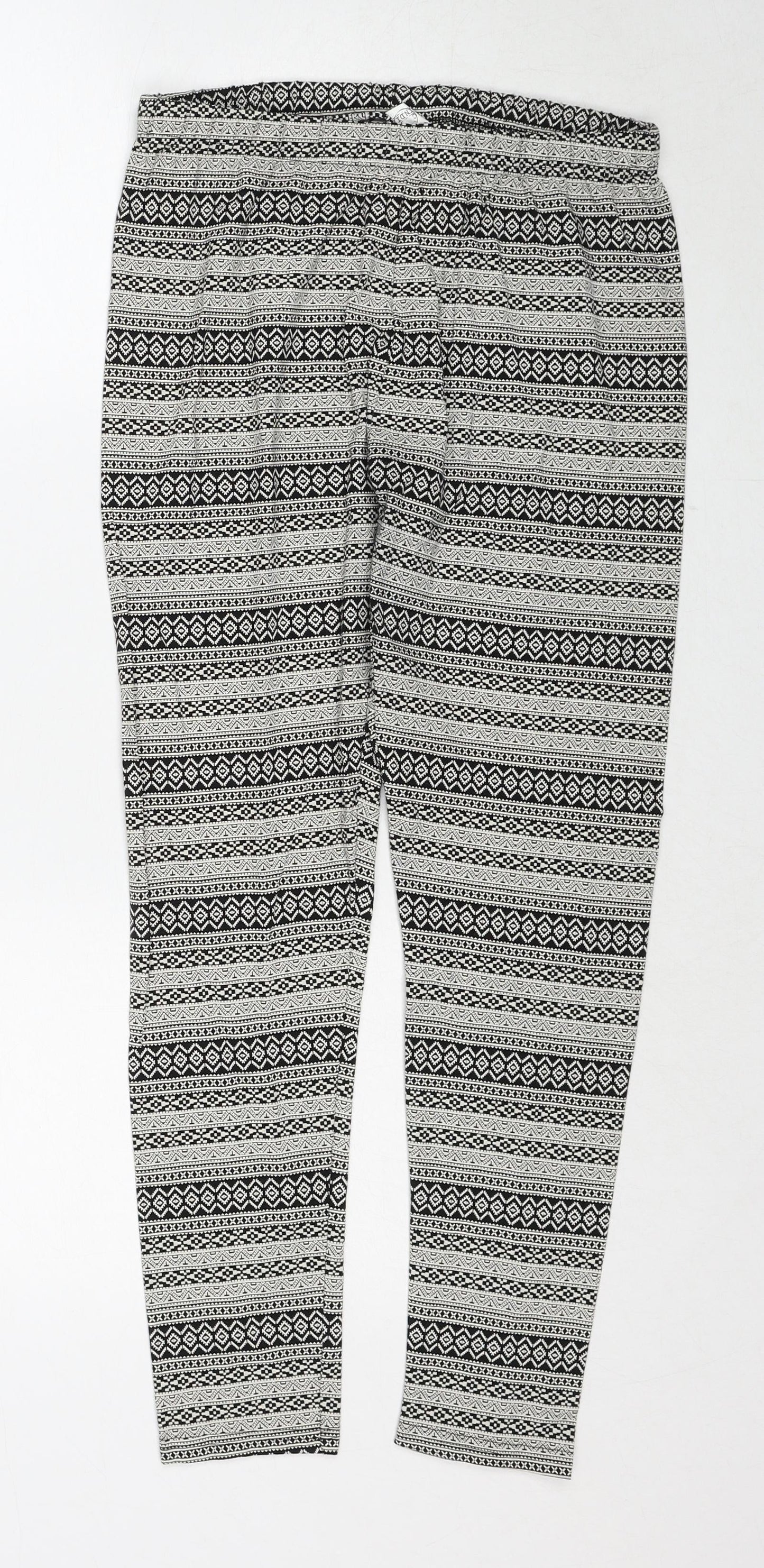 Srishti Womens Black Geometric Cotton Trousers Size M Regular Drawstring