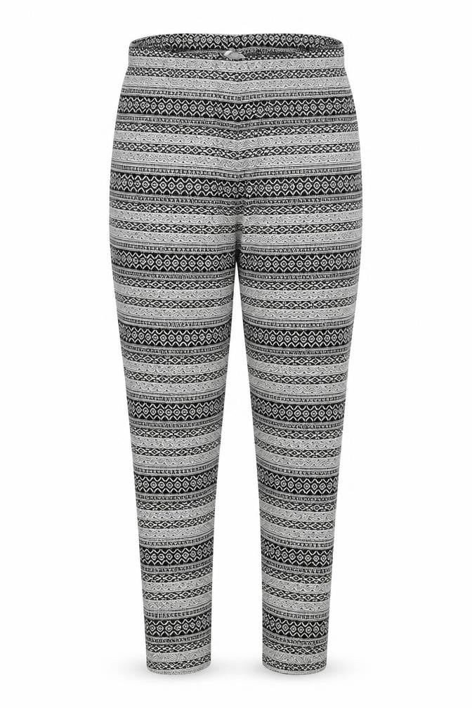 Srishti Womens Black Geometric Cotton Trousers Size M Regular Drawstring