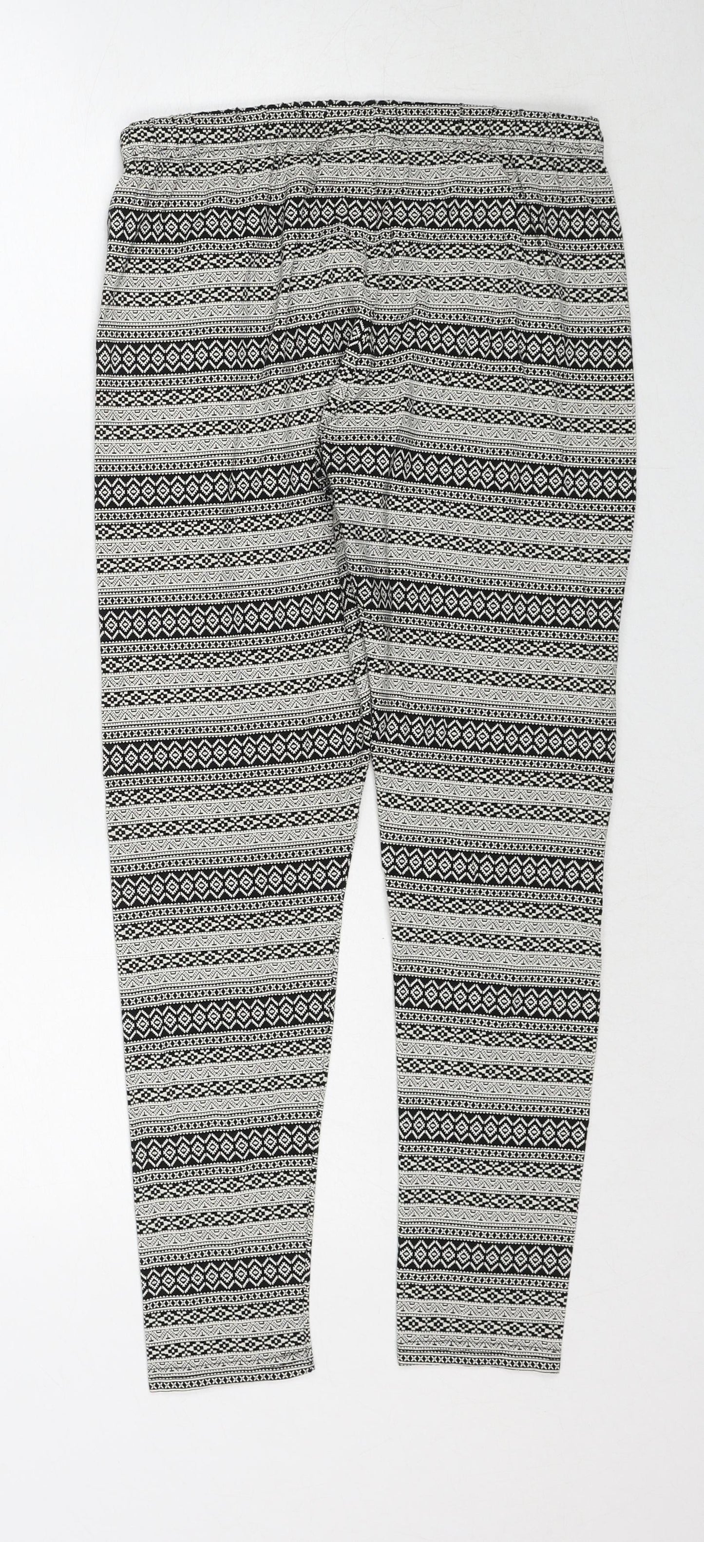 Srishti Womens Black Geometric Cotton Trousers Size M Regular Drawstring