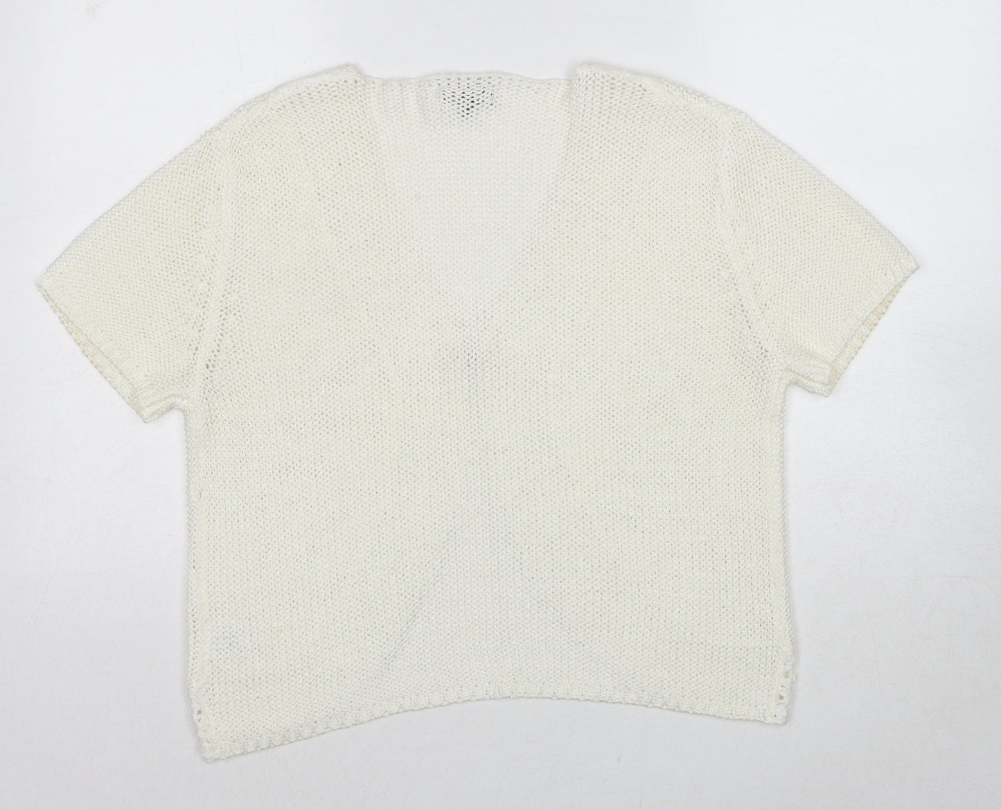 Casamia Womens White V-Neck Acrylic Cardigan Jumper Size S