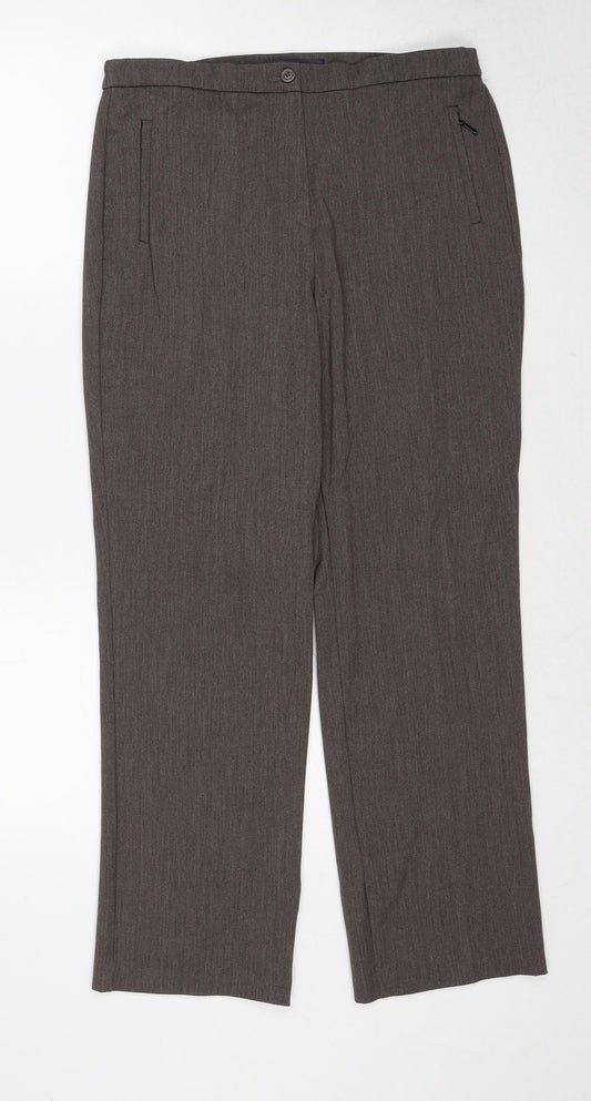Marks and Spencer Womens Beige Polyester Trousers Size 12 Regular Zip