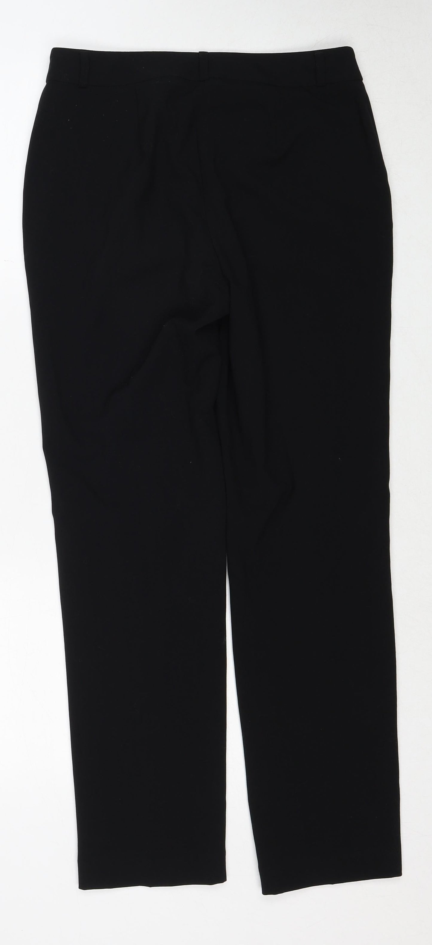 Marks and Spencer Womens Black Polyester Trousers Size 8 Regular Zip