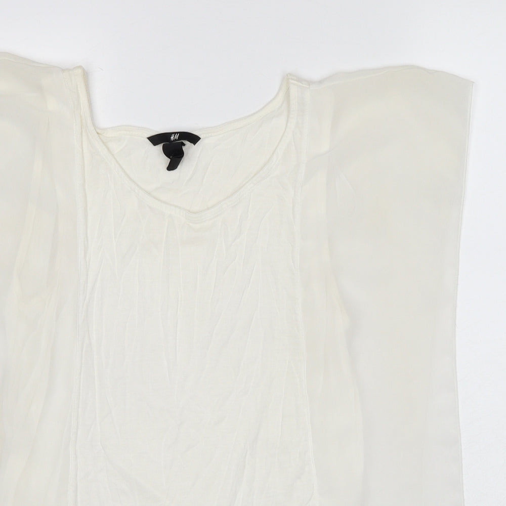 H&M Womens White Viscose Basic Blouse Size S Round Neck
