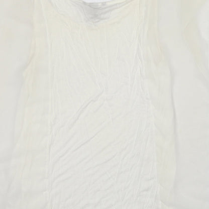 H&M Womens White Viscose Basic Blouse Size S Round Neck
