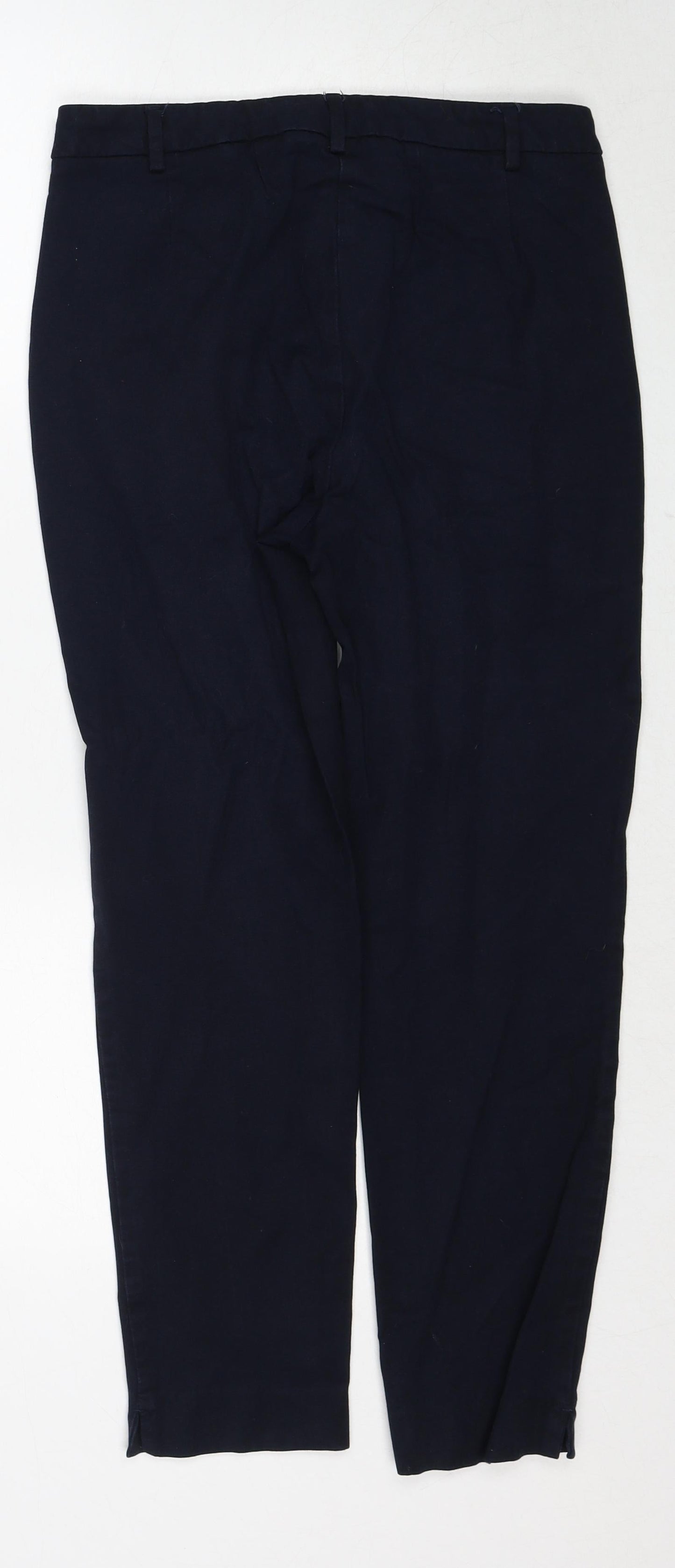 Marks and Spencer Womens Blue Viscose Trousers Size 10 Regular Zip