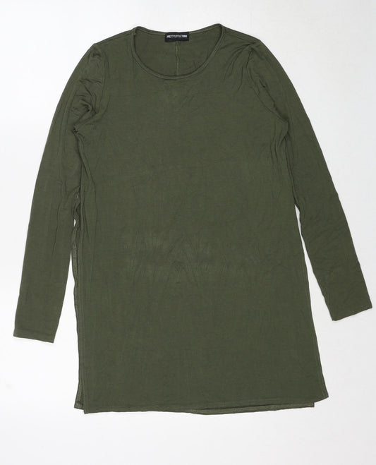 PRETTYLITTLETHING Womens Green Viscose Basic T-Shirt Size 8 Round Neck