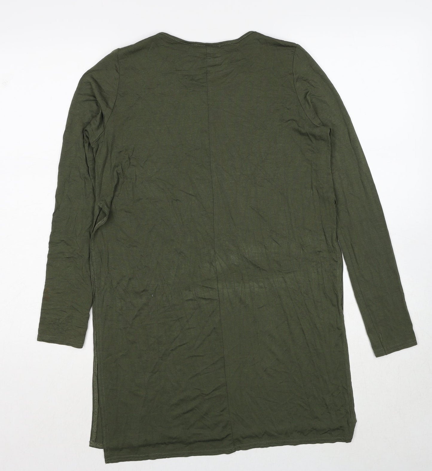PRETTYLITTLETHING Womens Green Viscose Basic T-Shirt Size 8 Round Neck