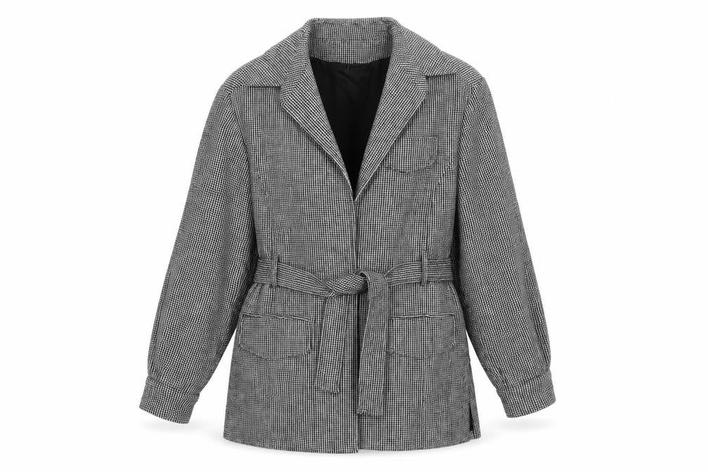 Jordan & Cole Womens Black Geometric Jacket Size M Tie