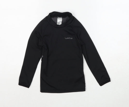 DECATHLON Boys Black Polyester Pullover T-Shirt Size 4 Years Mock Neck Pullover
