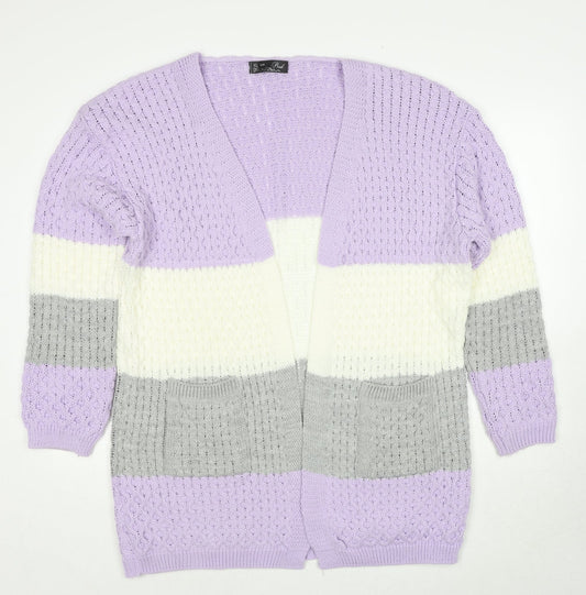 PINK Womens Purple V-Neck Acrylic Cardigan Jumper Size S