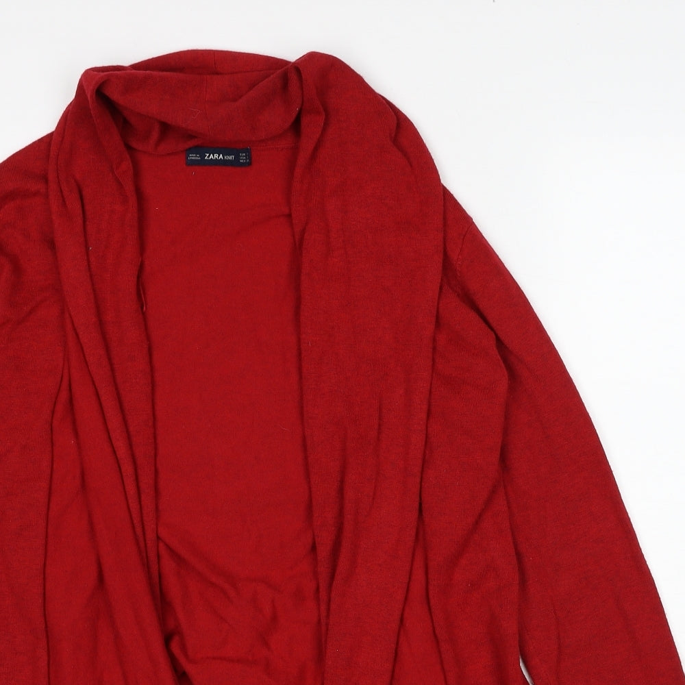 Zara Womens Red V-Neck Viscose Cardigan Jumper Size S