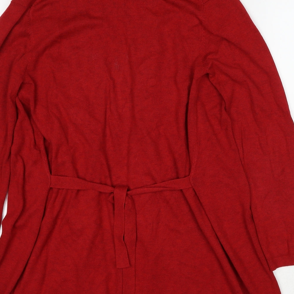 Zara Womens Red V-Neck Viscose Cardigan Jumper Size S