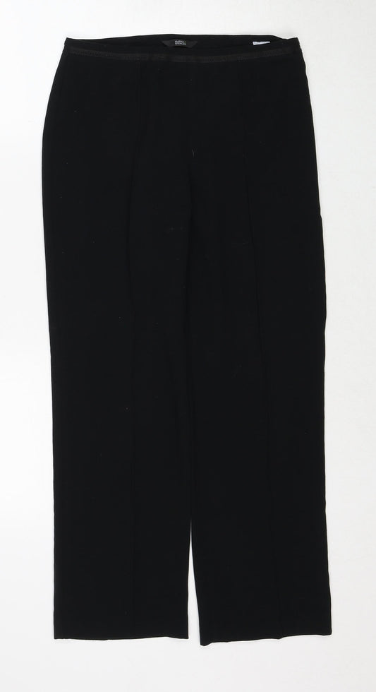 Marks and Spencer Womens Black Polyester Trousers Size 8 Regular Zip