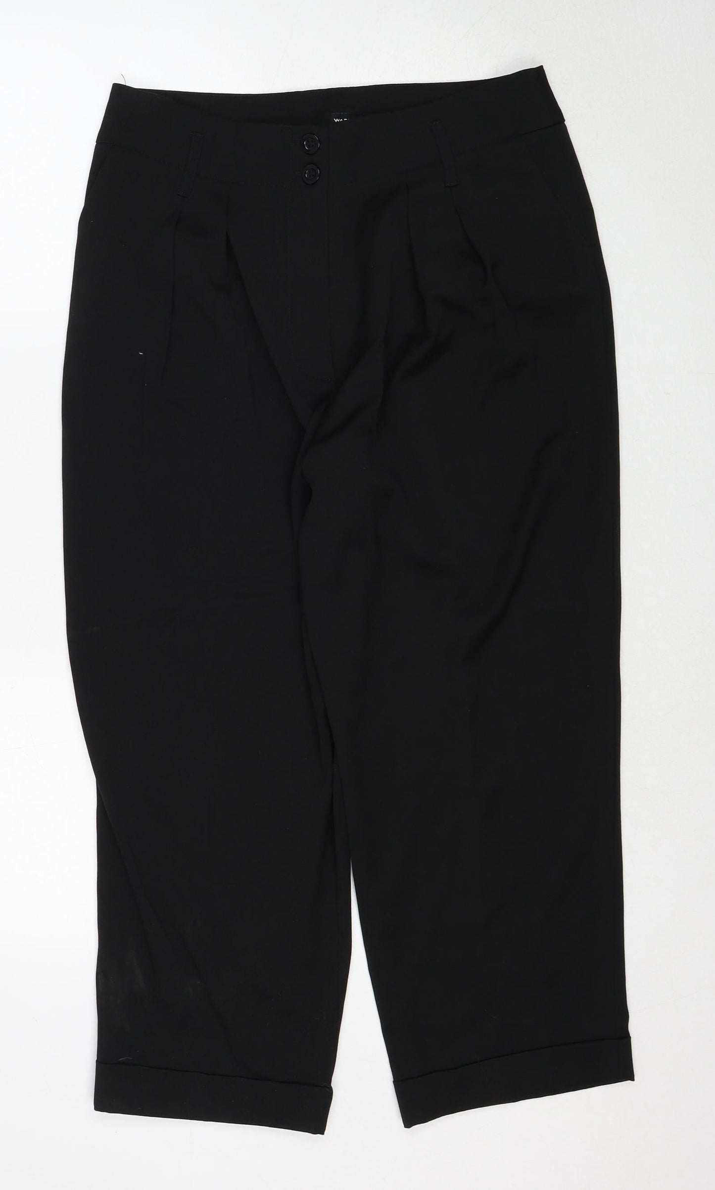 Warehouse Womens Black Polyester Trousers Size 16 Regular Zip