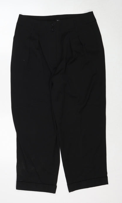 Warehouse Womens Black Polyester Trousers Size 16 Regular Zip