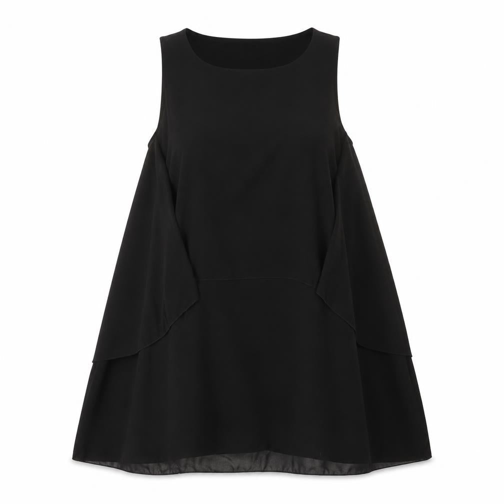 Made in Italy Womens Black Polyester Trapeze & Swing Size 10 Round Neck Pullover