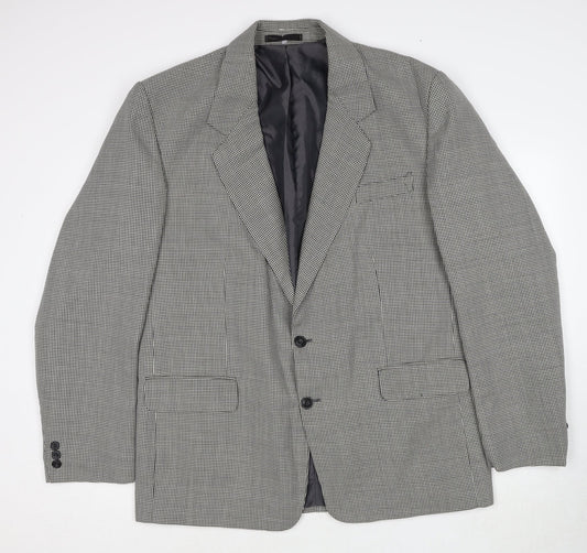 JP Careerwear Mens Grey Geometric Polyester Jacket Suit Jacket Size 44 Regular